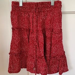 PRINCESS POLLY RED FLOWER MINI SKIRT